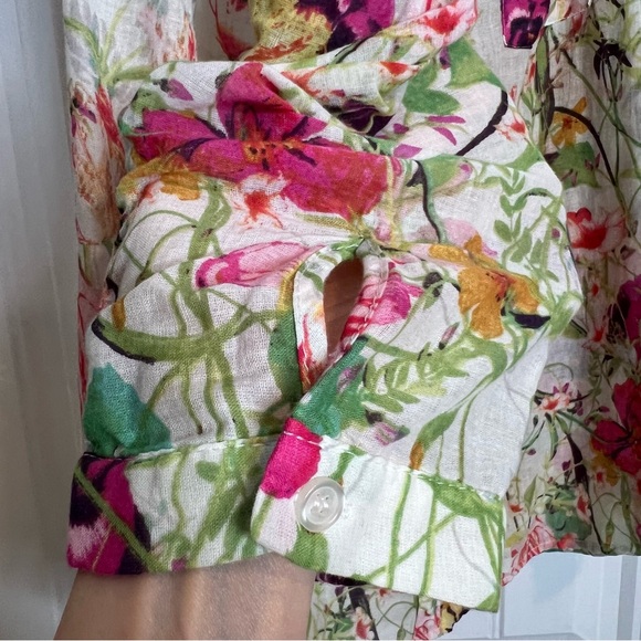 Target Pure Energy Semi-Sheer Cream Color Floral Roll Sleeve Blouse. Size 2. - Picture 6 of 14